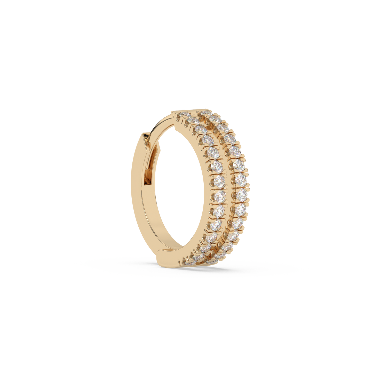 Small Double Diamond Huggies 14K Gold (0.14 ct.) | Single