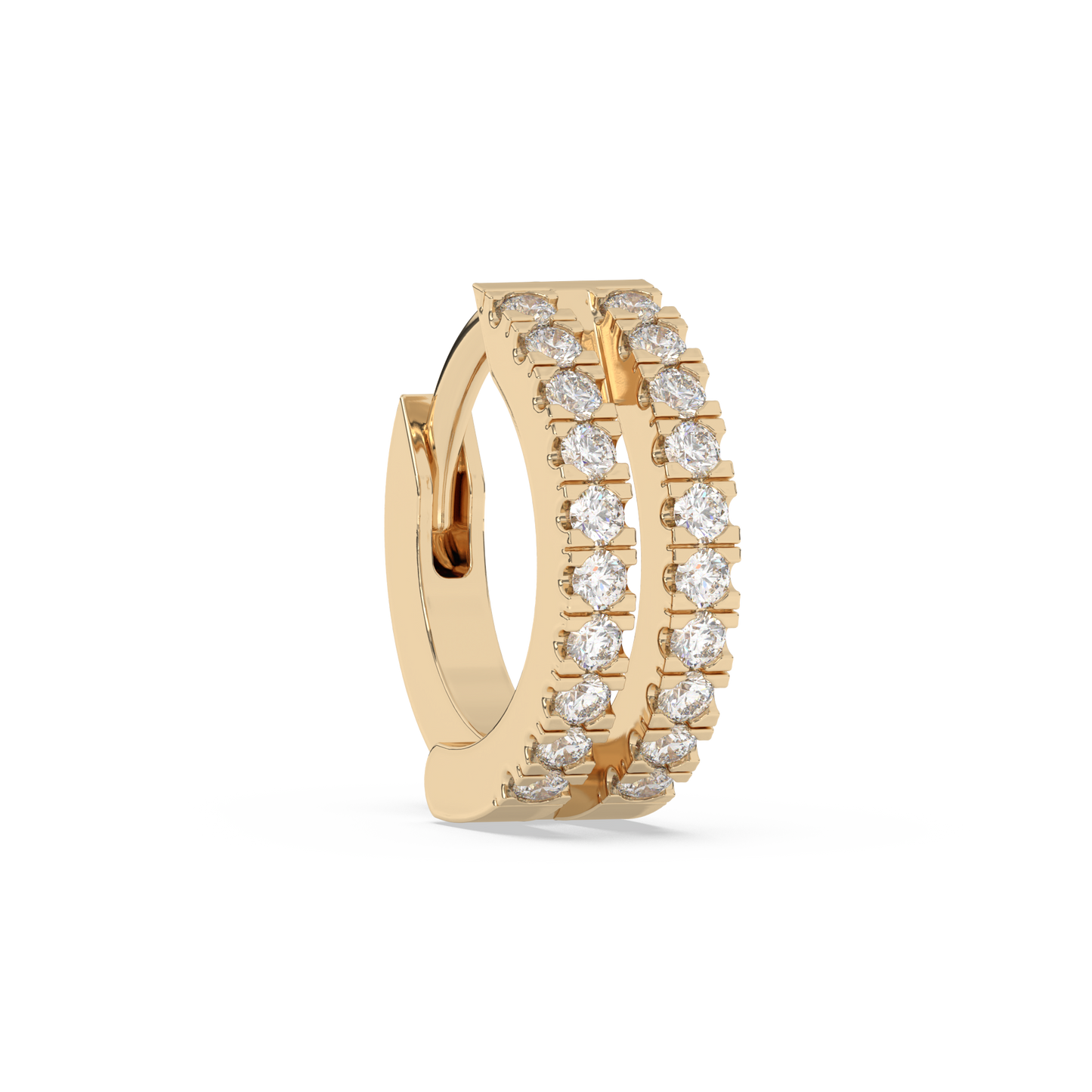 Tiny Double Diamond Huggies 14K Gold (0.10 ct.) | Single