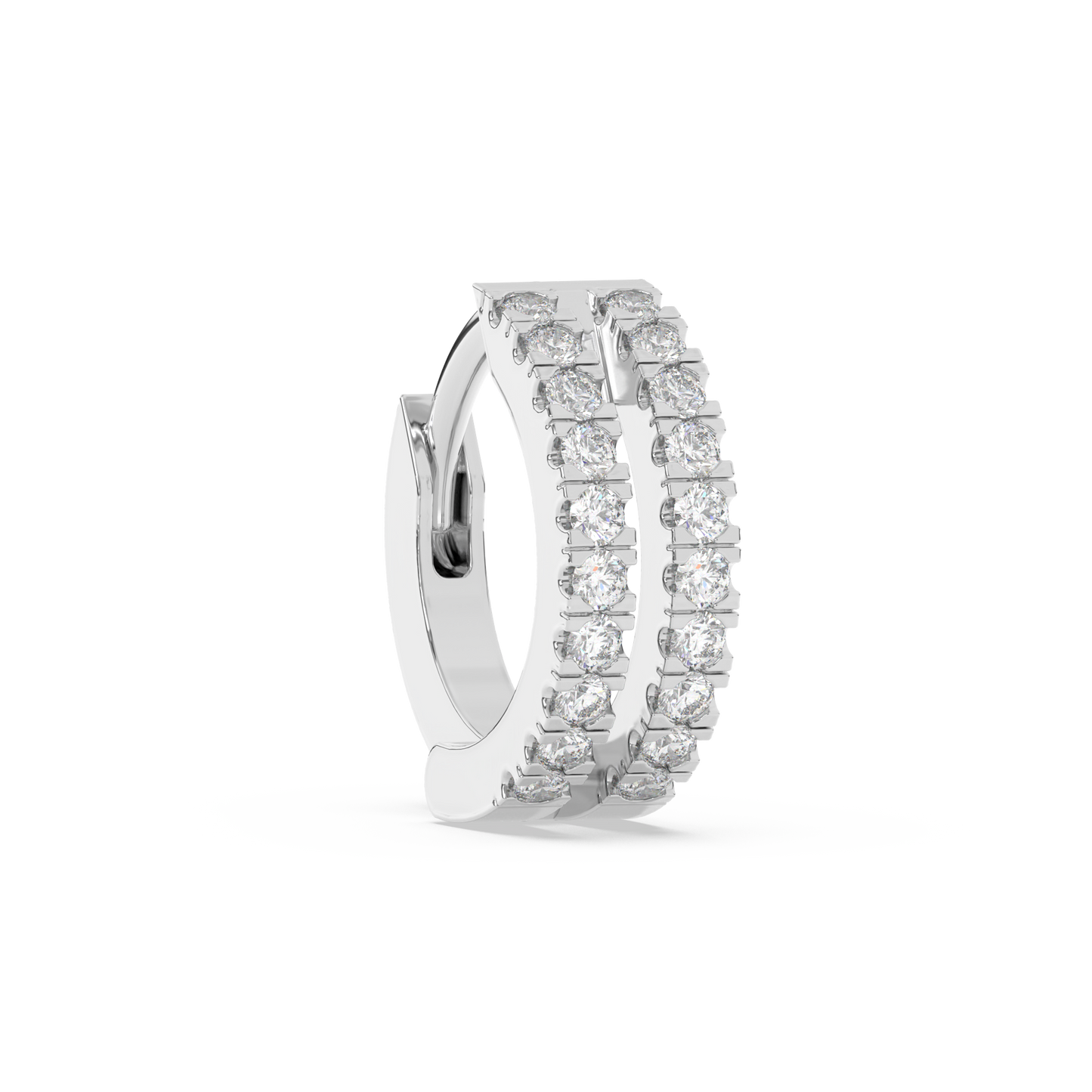 Tiny Double Diamond Huggies 14K Gold (0.10 ct.) | Single