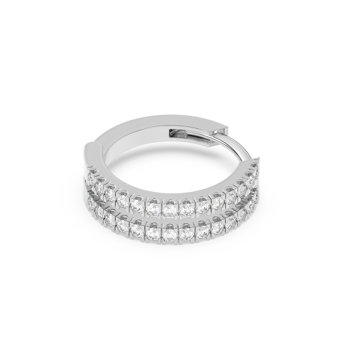 Small Double Diamond Huggies 14K Gold (0.14 ct.) | Single