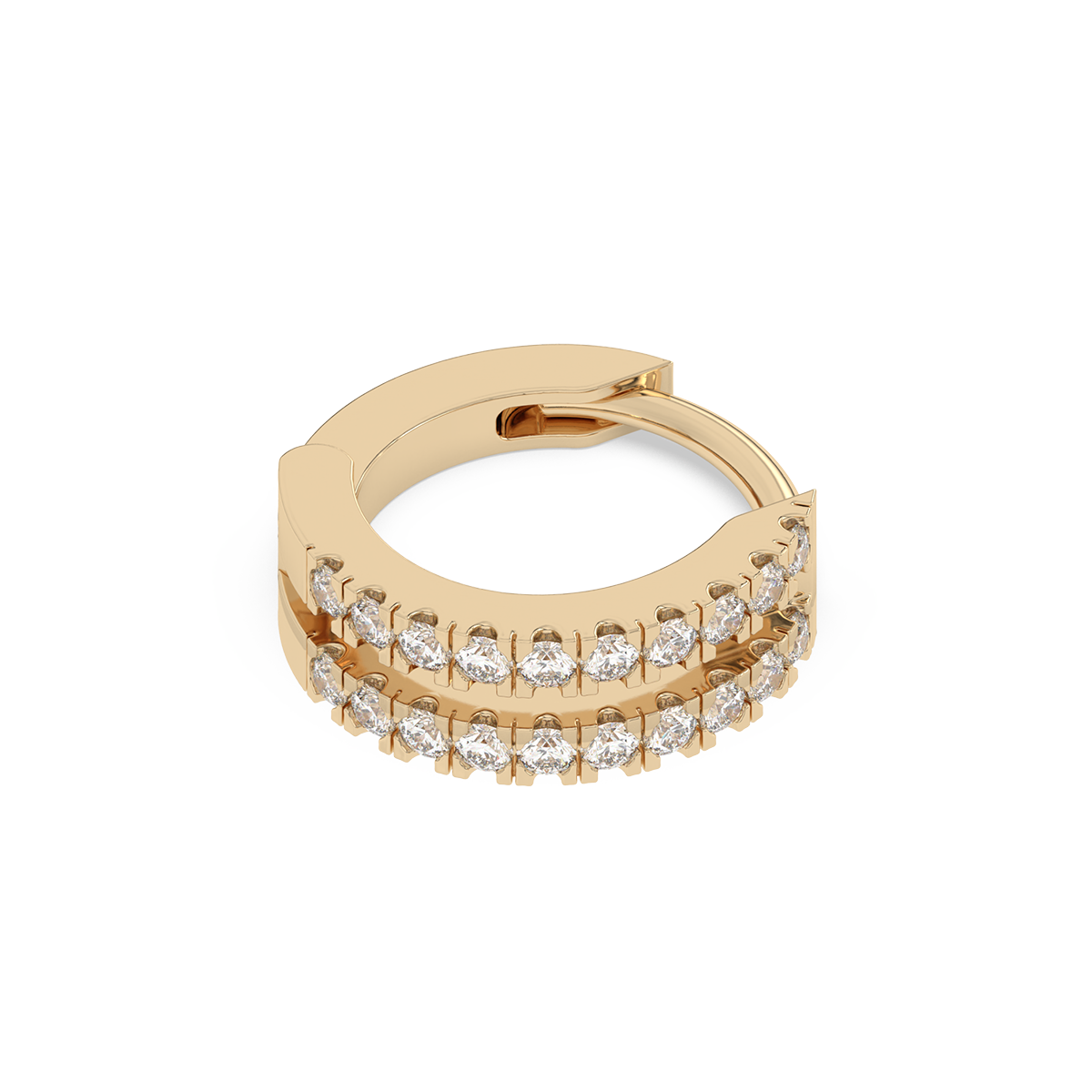 Tiny Double Diamond Huggies 14K Gold (0.10 ct.) | Single