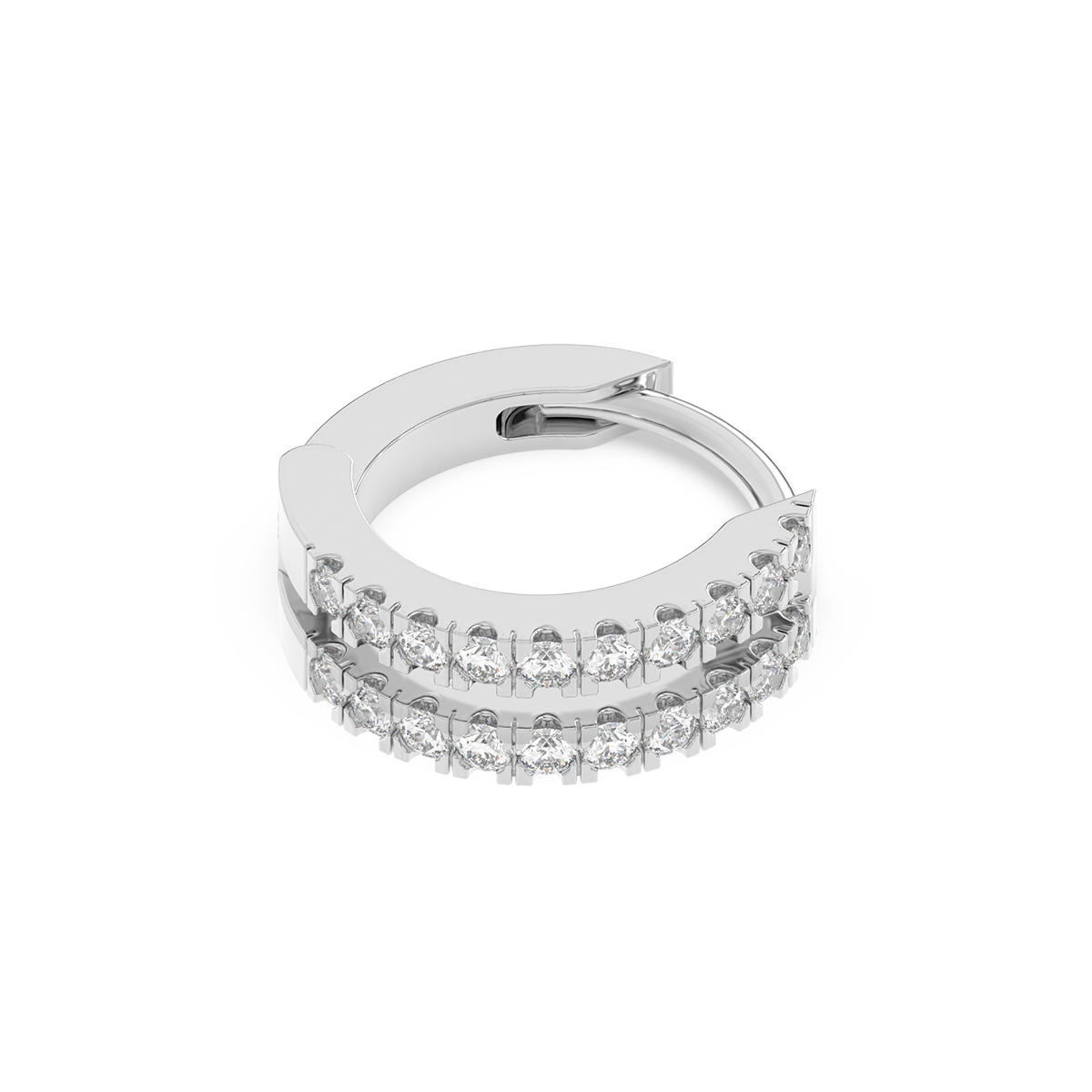 Tiny Double Diamond Huggies 14K Gold (0.10 ct.) | Single