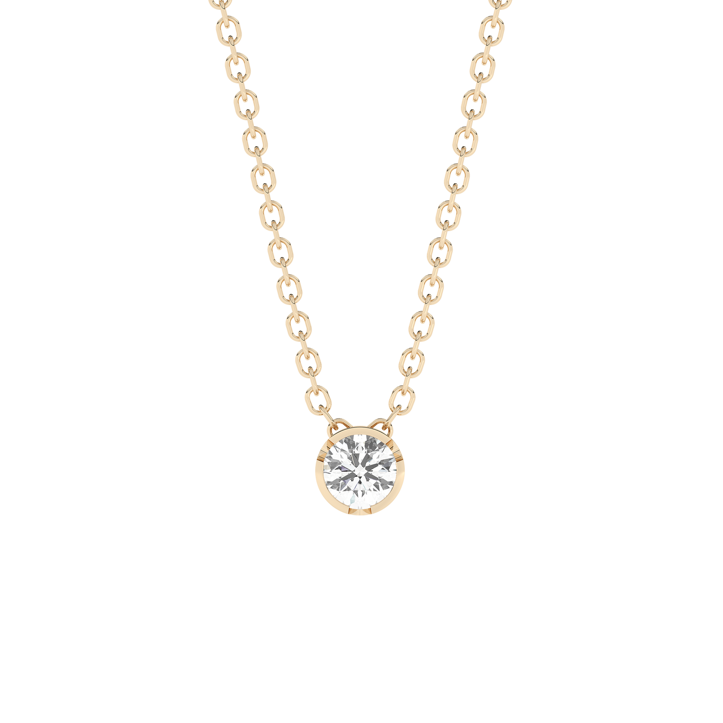 Large Bezel Diamond Necklace 14K Gold (0.17 ct.)