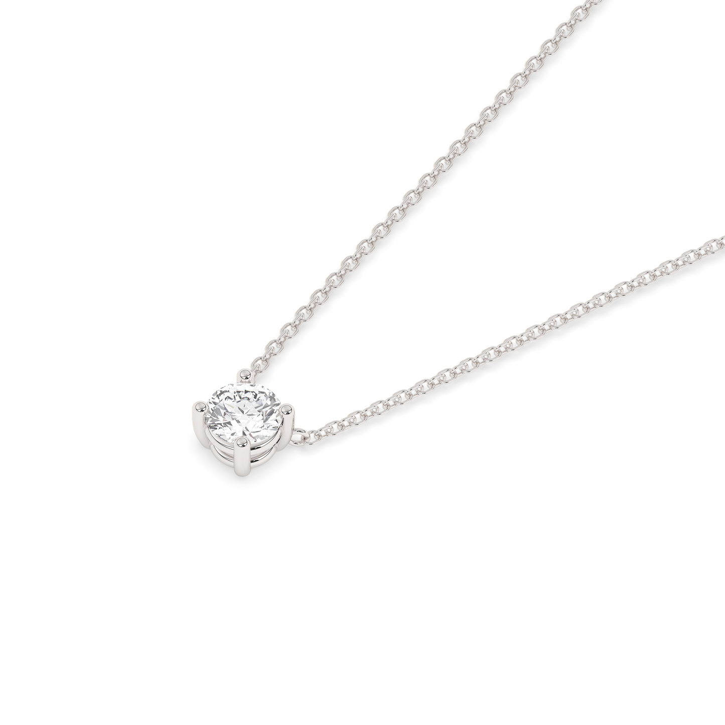 Large Prong Diamond Necklace 14K Gold (0.17 ct.)