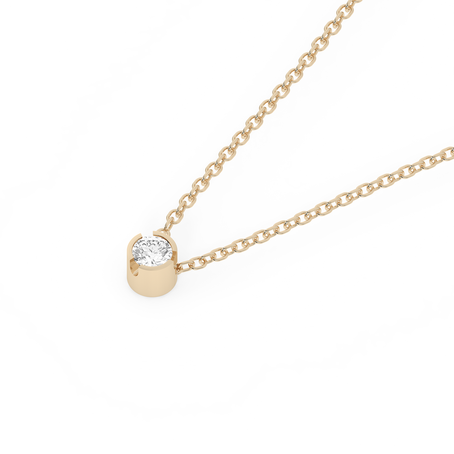 Medium Bezel Diamond Necklace 14K Gold (0.10 ct.)
