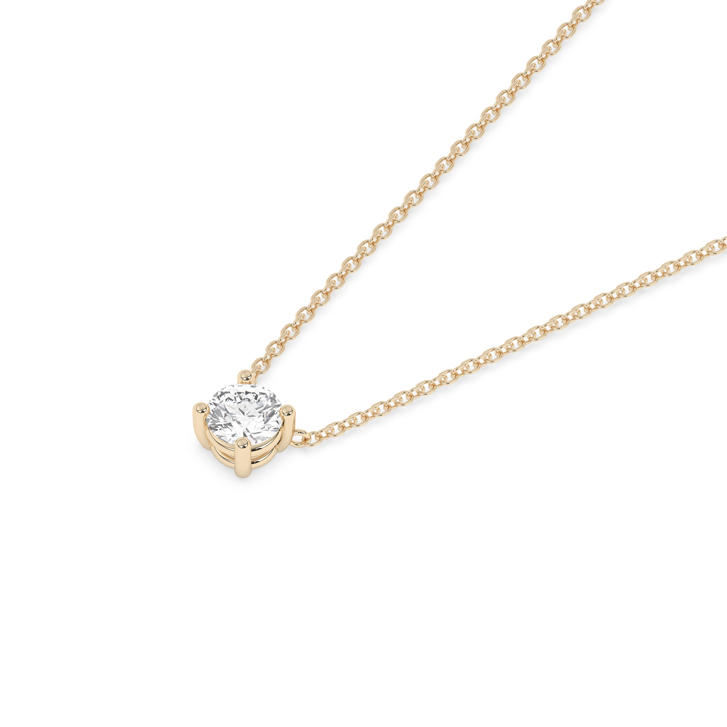 Large Prong Diamond Necklace 14K Gold (0.17 ct.)
