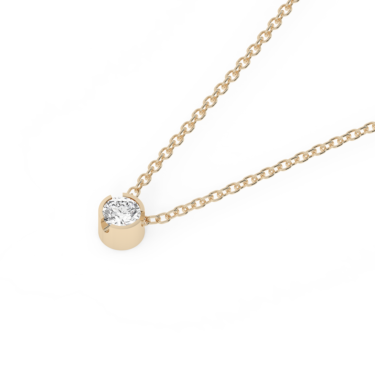 Large Bezel Diamond Necklace 14K Gold (0.17 ct.)