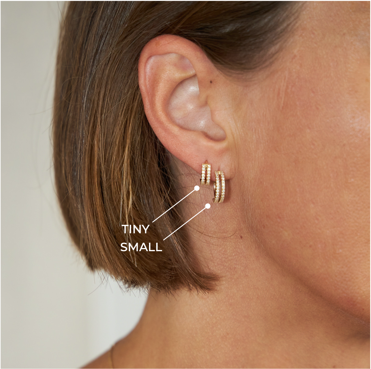 Small Double Diamond Huggies 14K Gold (0.14 ct.) | Single