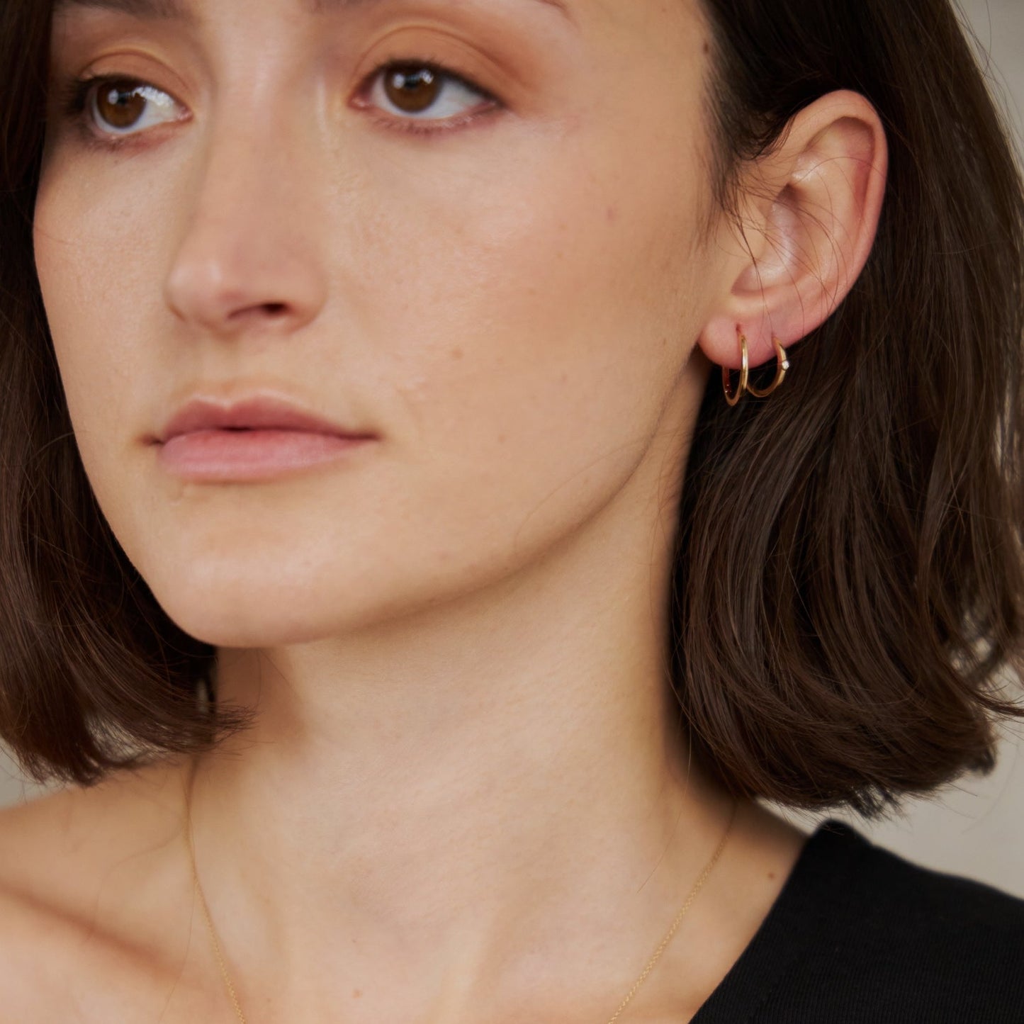 Small Diamond Huggies 14K Gold (0.01 ct.) | Single