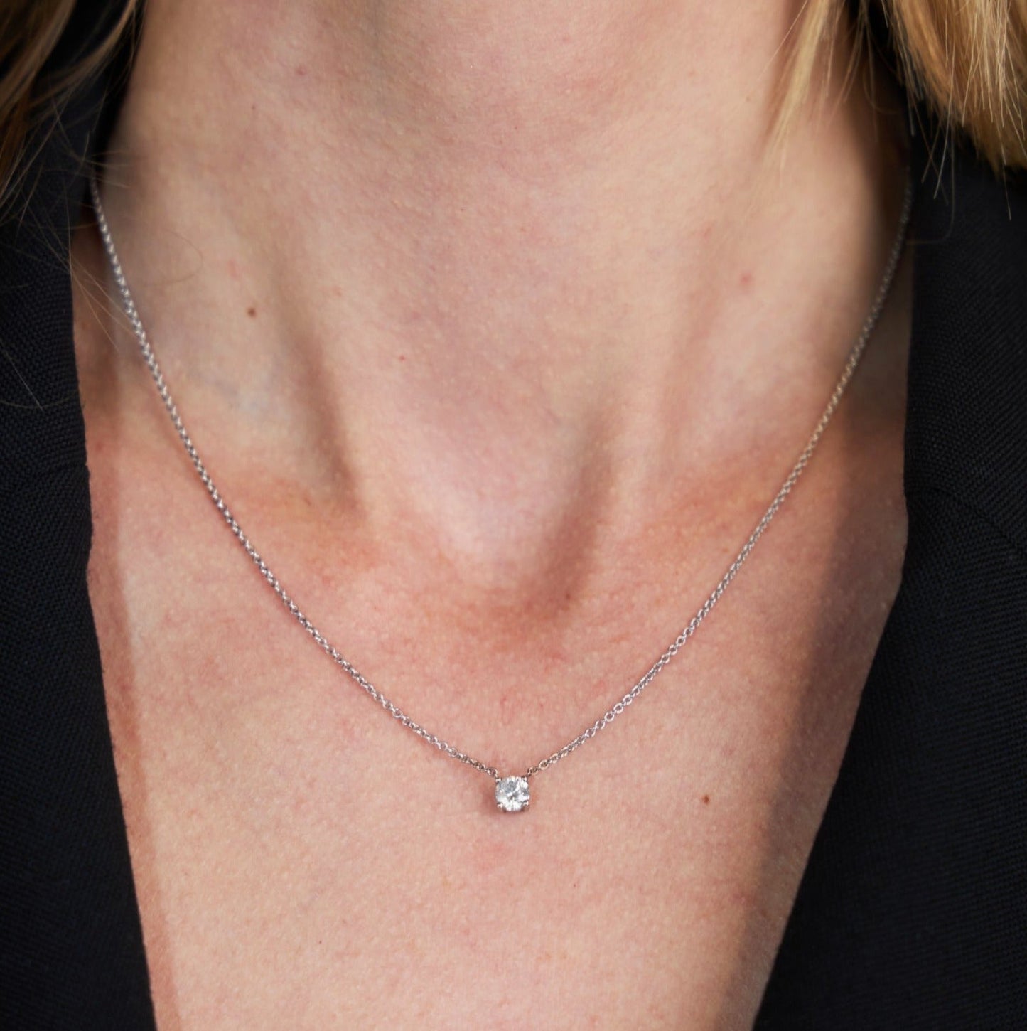 Prong Diamond Necklace 14K White Gold (0.50 ct.)