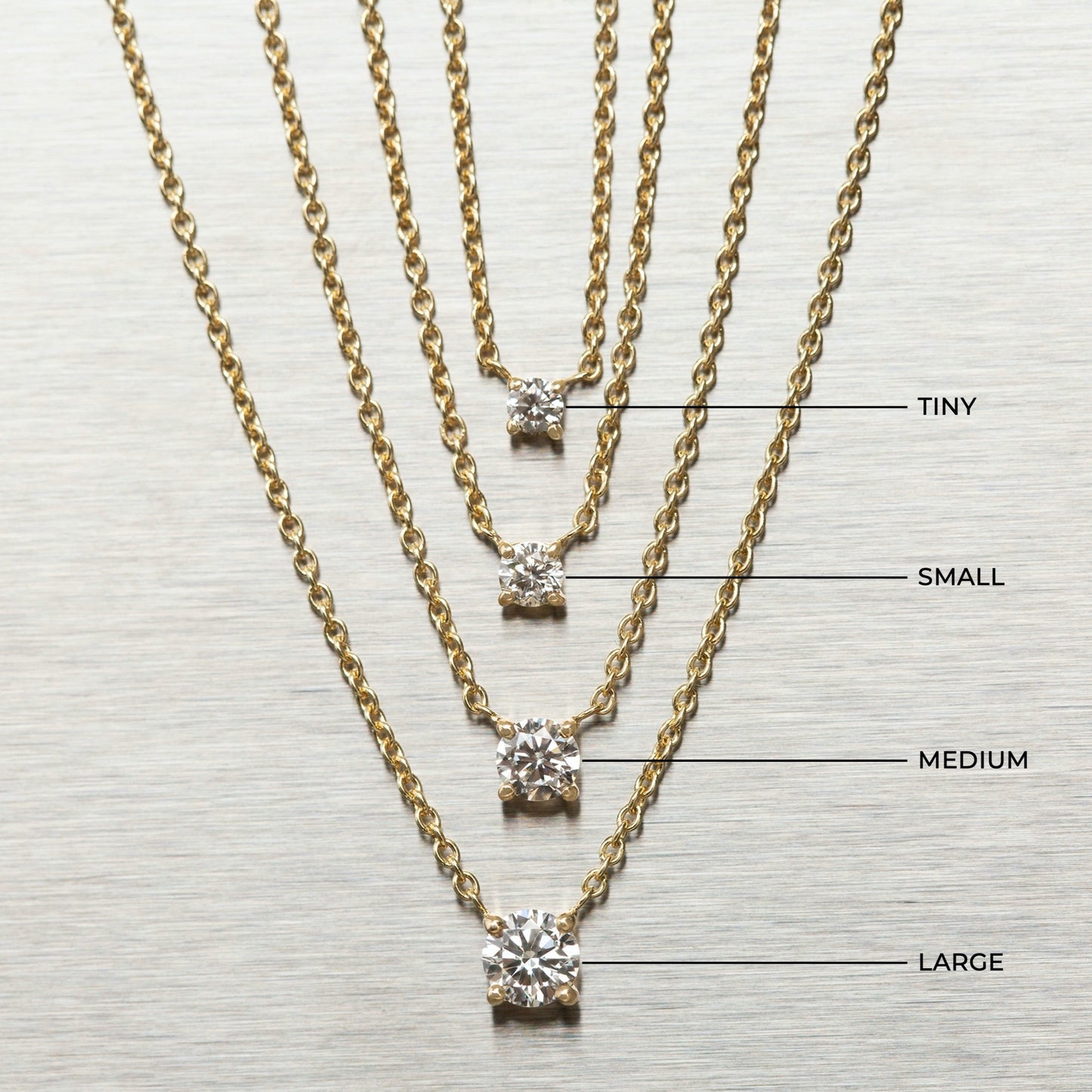 Large Prong Diamond Necklace 14K Gold (0.17 ct.)