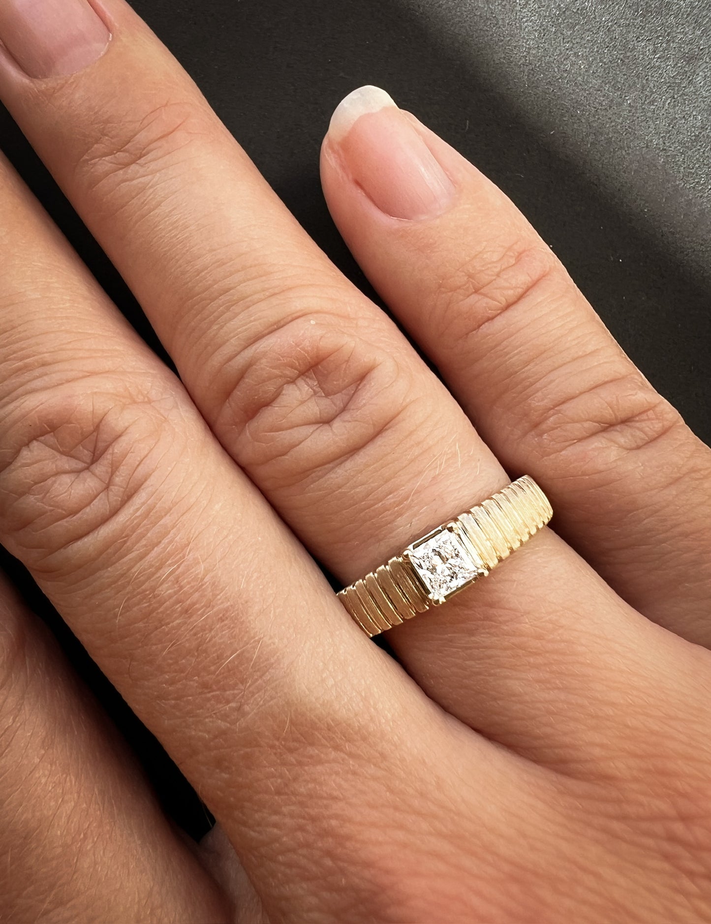 Statement Ribbed Lab-grown Diamond Ring - 14K Yellow Gold (0.33 ct.)