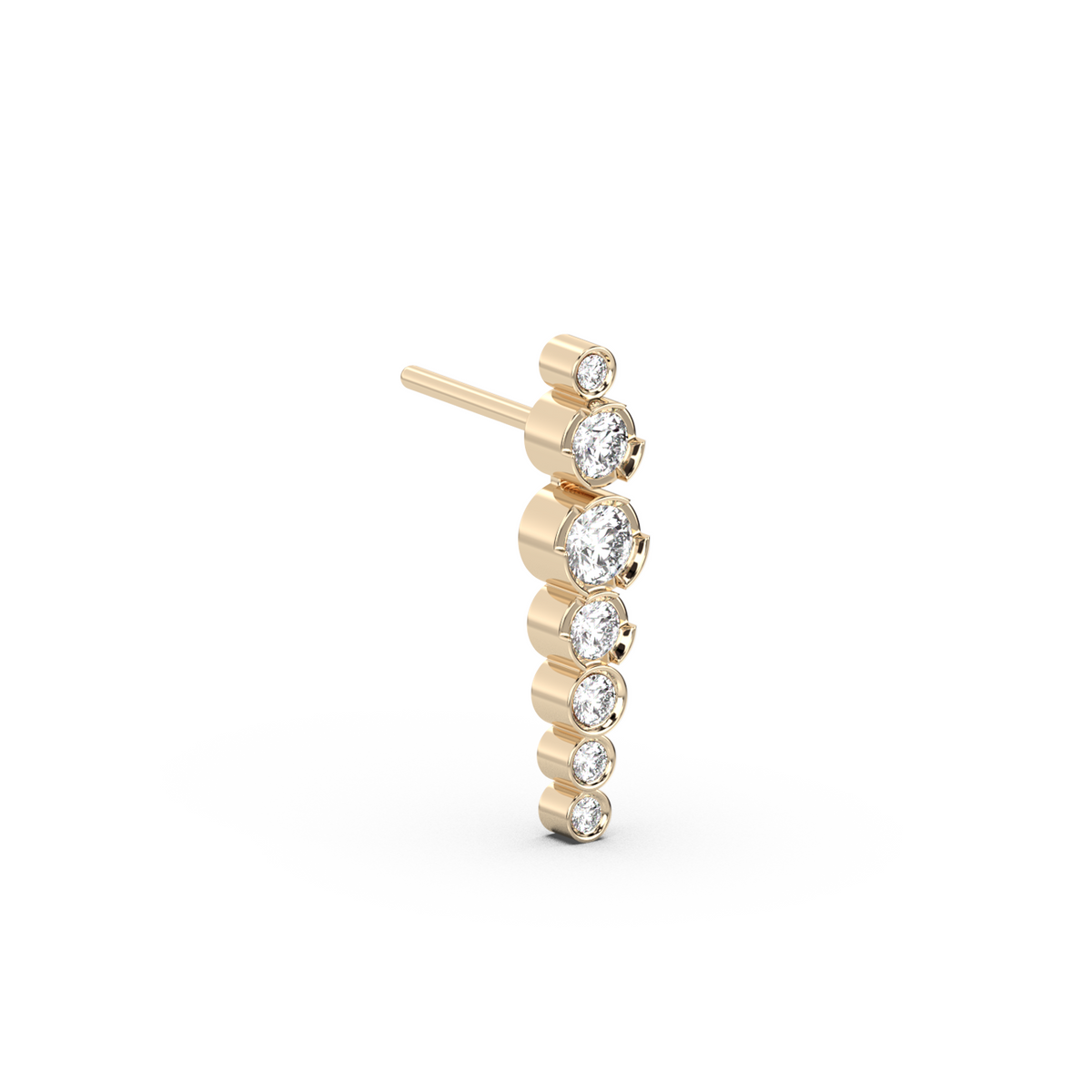 Long Dangling Diamond Bezel Stud