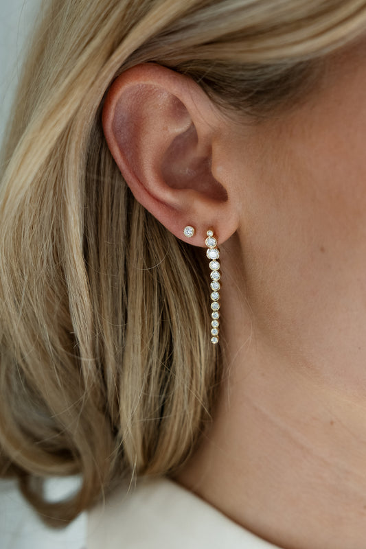 Extra Long Dangling Diamond Bezel Stud 14K Gold (0.46 ct.) | Single