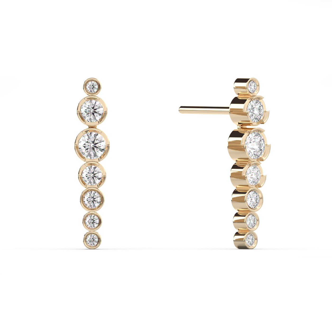 Long Dangling Lab-grown Diamond Bezel Stud 14K Gold (0.57 ct.)