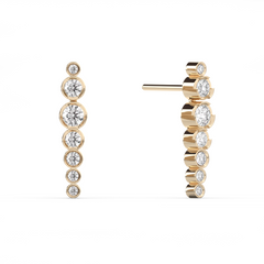 Long Dangling Diamond Bezel Stud - 14K Yellow Gold (1.14 ct.) | Pair
