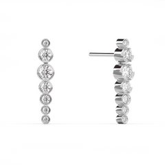 Long Dangling Lab-grown Diamond Bezel Stud - 14K White Gold (1.14 ct.) | Pair