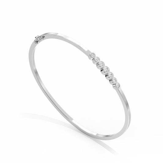 Bezel Lab-grown Diamond Bangle - 14K White Gold (0.29 ct.)