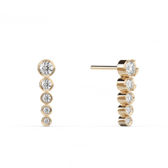 Short Dangling Lab-grown Diamond Bezel Stud - 14K Yellow Gold (0.82 ct.) | Pair