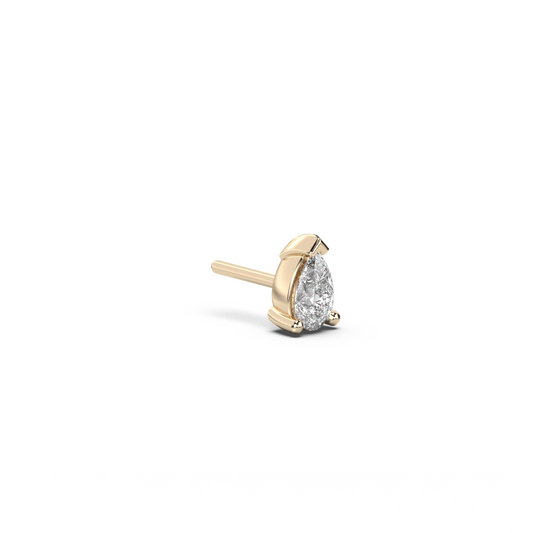 Medium pear cut diamond stud 14K Gold (0.20 ct.) | Single