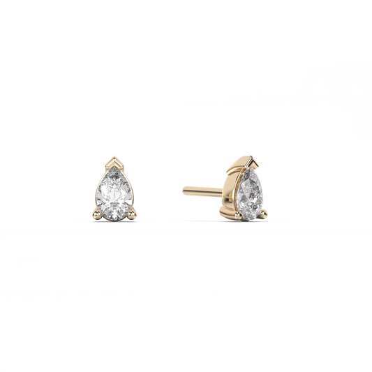 Medium pear cut diamond stud 14K Gold (0.40 ct.) | Pair