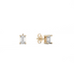 Small emerald cut diamond stud 14K Gold (0.10 ct.) | Single