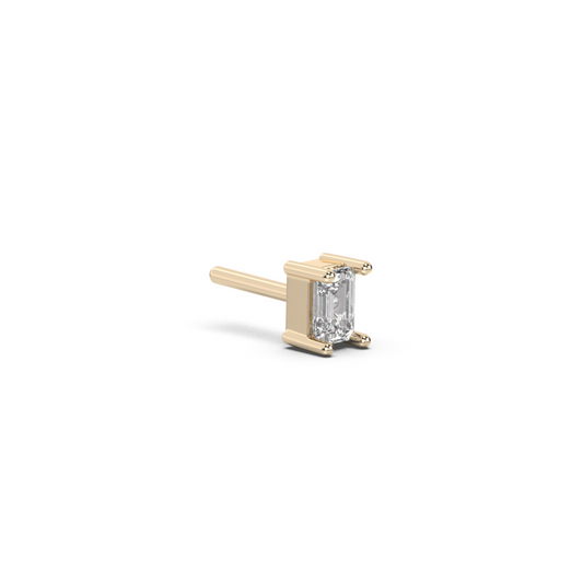 Medium emerald cut diamond stud 14K Gold (0.20 ct.) | Single