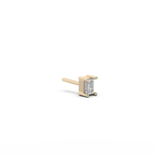 Small emerald cut diamond stud 14K Gold (0.10 ct.) | Single