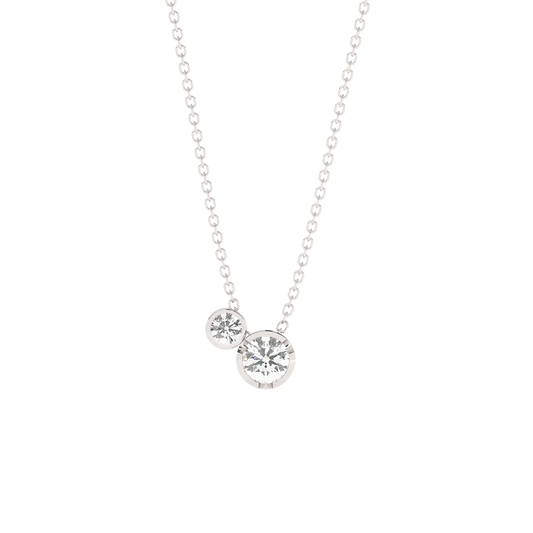 Bezel Lab-grown Diamond Necklace - 14K White Gold (0.13 ct.)