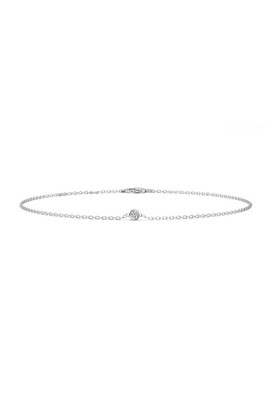Bezel Lab-grown Diamond Bracelet - 14K White Gold (0.03 ct.)