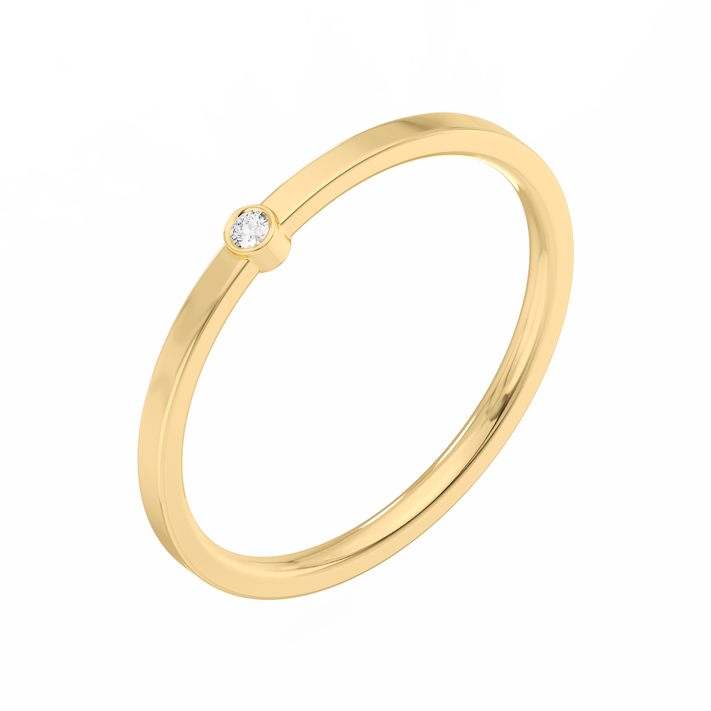 Lab-grown Diamond Solitaire Bezel Ring Tiny (0.02 ct.) 14K Yellow Gold