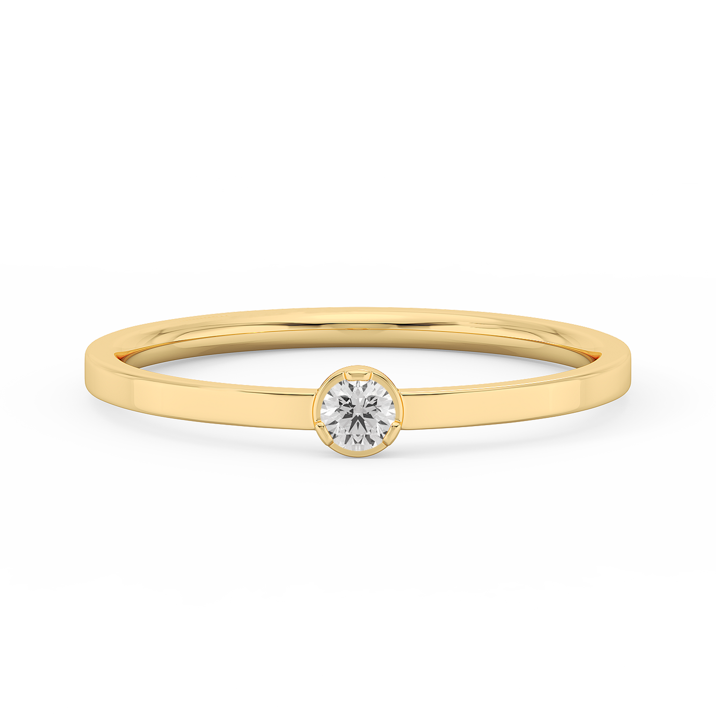 Lab-grown Diamond Solitaire Bezel Ring Small (0.06 ct.) 14K Yellow Gold