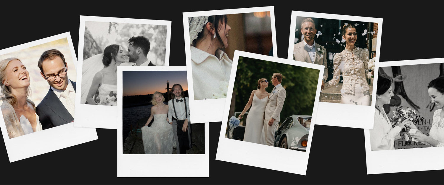 Collection of wedding photos on a black background