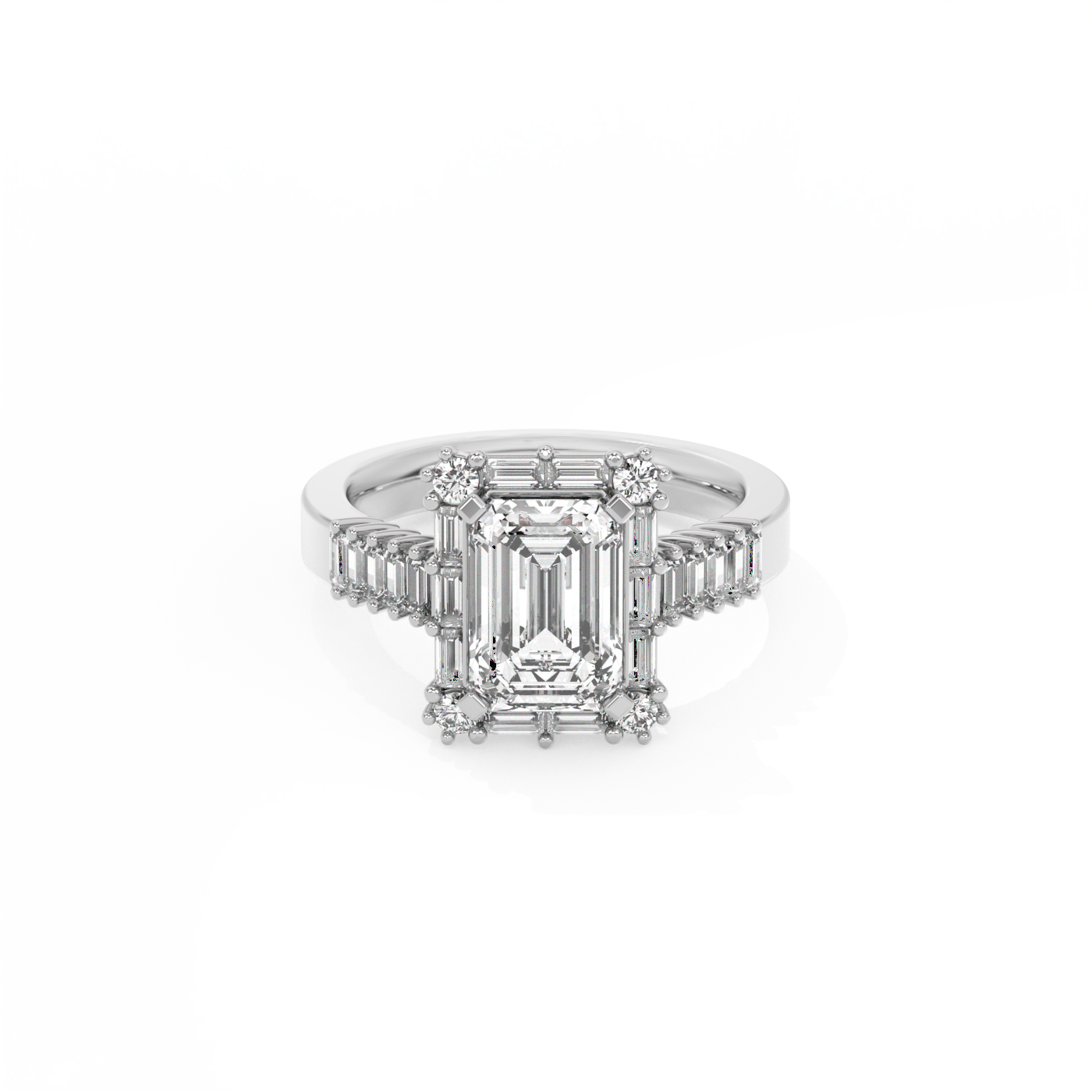 Baguette Halo Lab-grown Diamond Ring  - 14K White Gold (2.55 ct.)