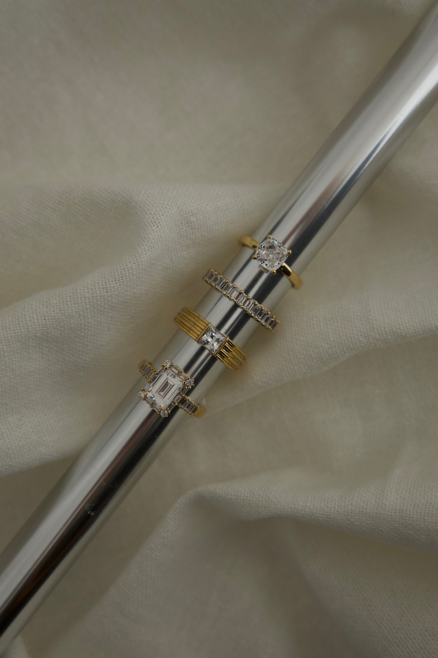 Baguette Halo Diamond Ring  - 14K Yellow Gold (2.55 ct.)