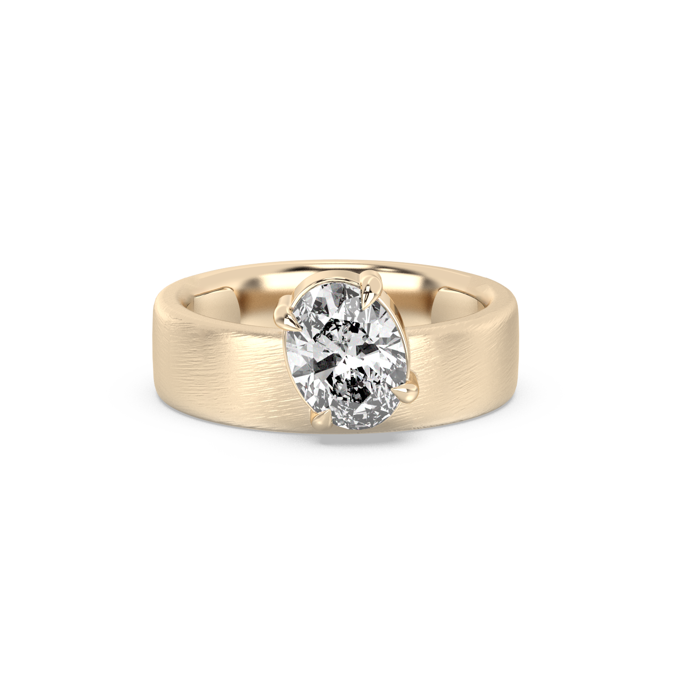 Oval Wide Band Lab-grown Diamond Ring - 14K Yellow Gold (1.50 ct.)