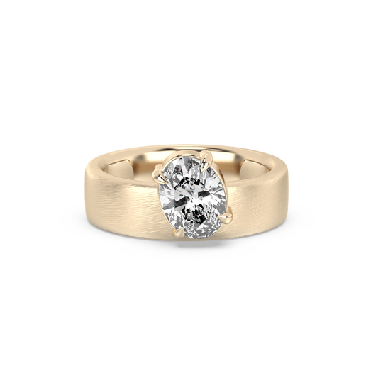 Oval Wide Band Lab-grown Diamond Ring - 14K Yellow Gold (1.50 ct.)