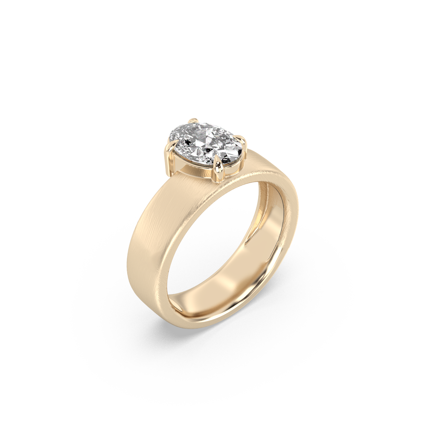 Oval Wide Band Lab-grown Diamond Ring - 14K Yellow Gold (1.50 ct.)