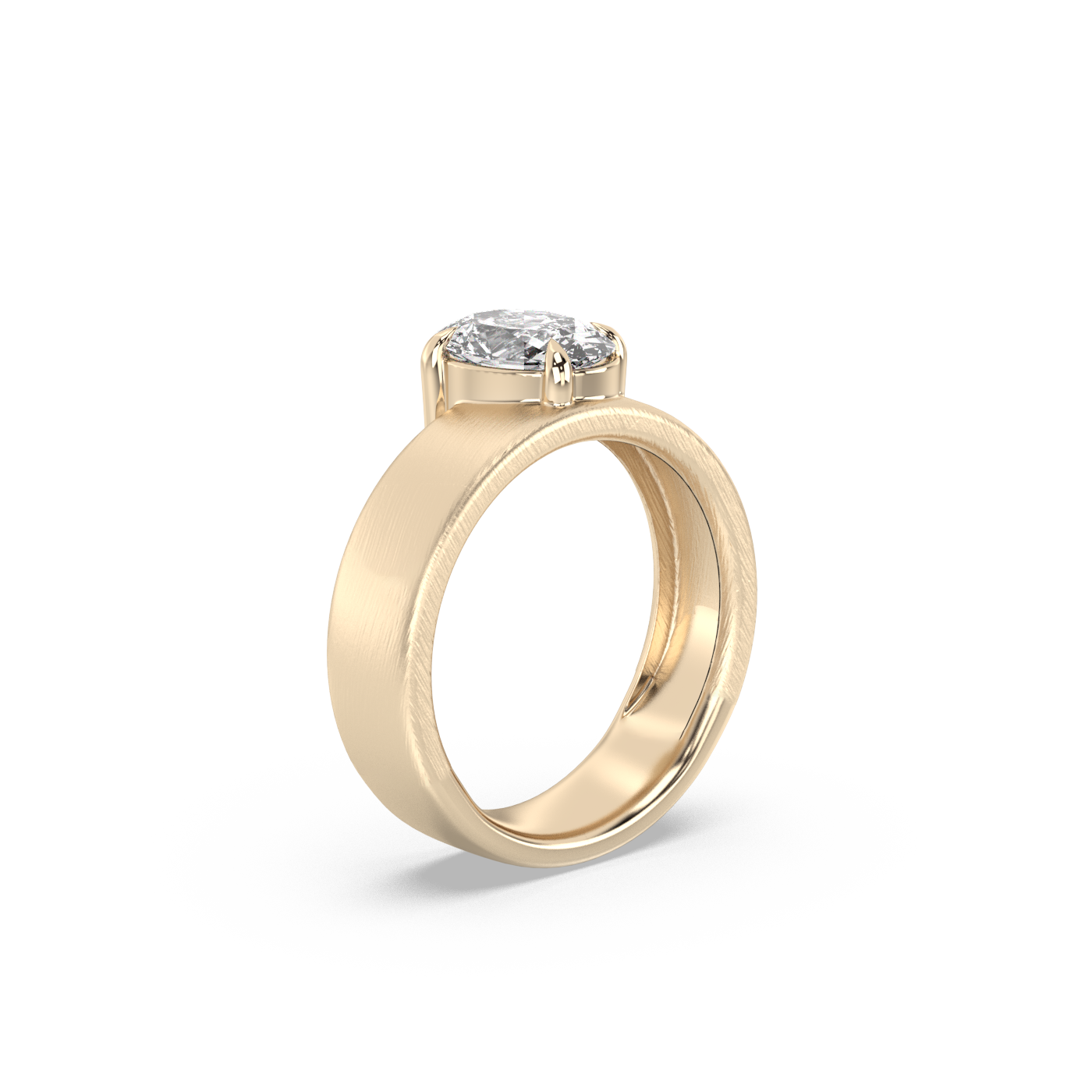 Oval Wide Band Lab-grown Diamond Ring - 14K Yellow Gold (1.50 ct.)