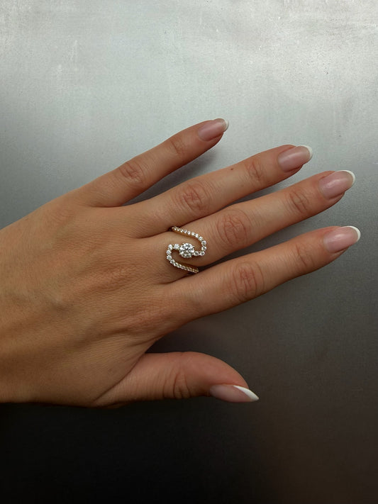 Bold Snake Solitaire Lab-grown Diamond Ring - 14K Yellow Gold (1.02 ct.)