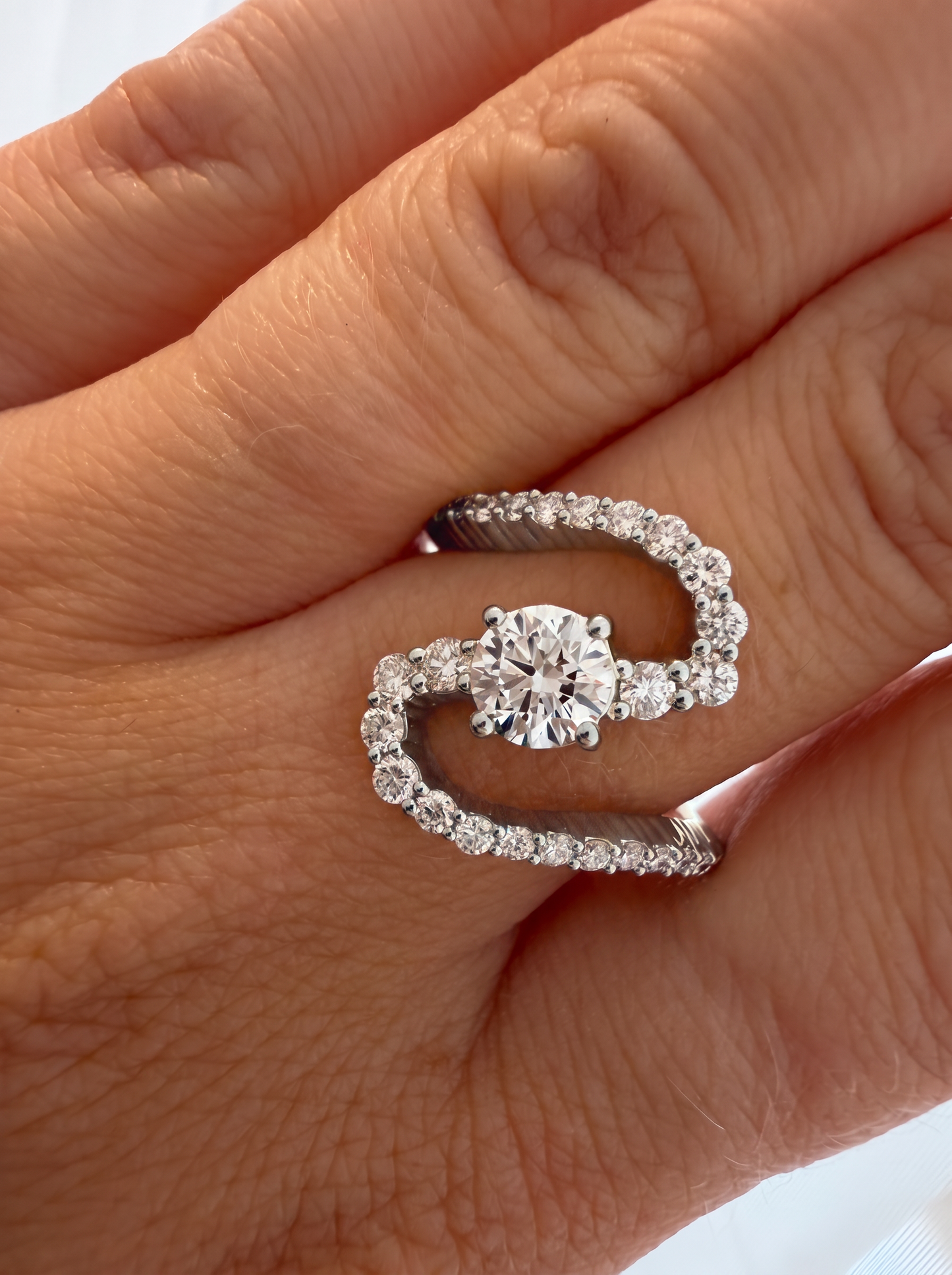 Bold Snake Solitaire Lab-grown Diamond Ring - 14K White Gold (1.02 ct.)