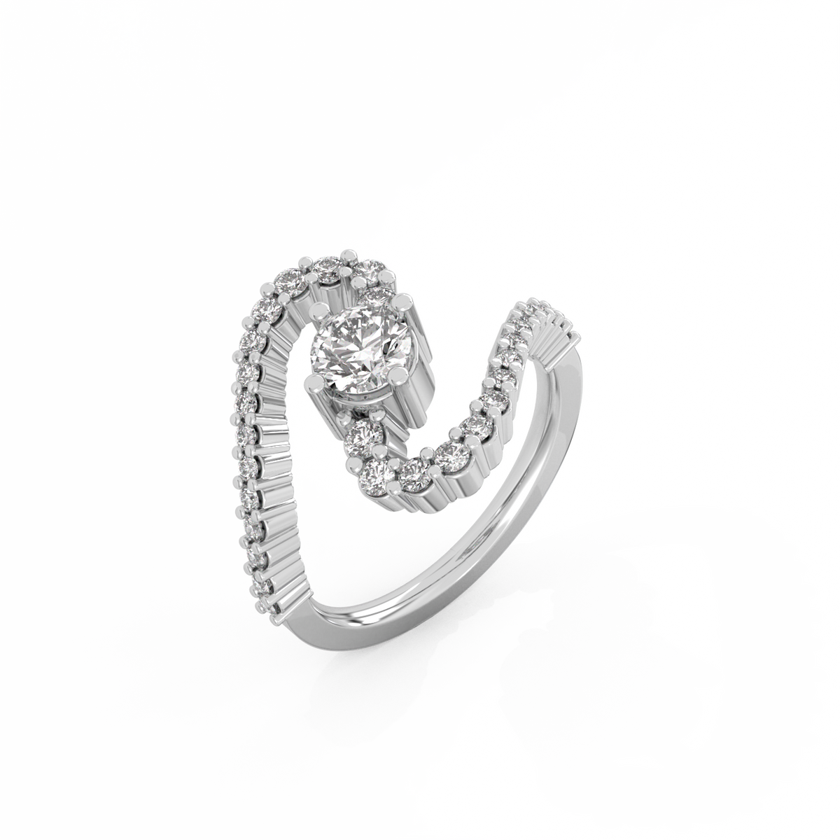 Bold Snake Solitaire Lab-grown Diamond Ring - 14K White Gold (1.02 ct.)