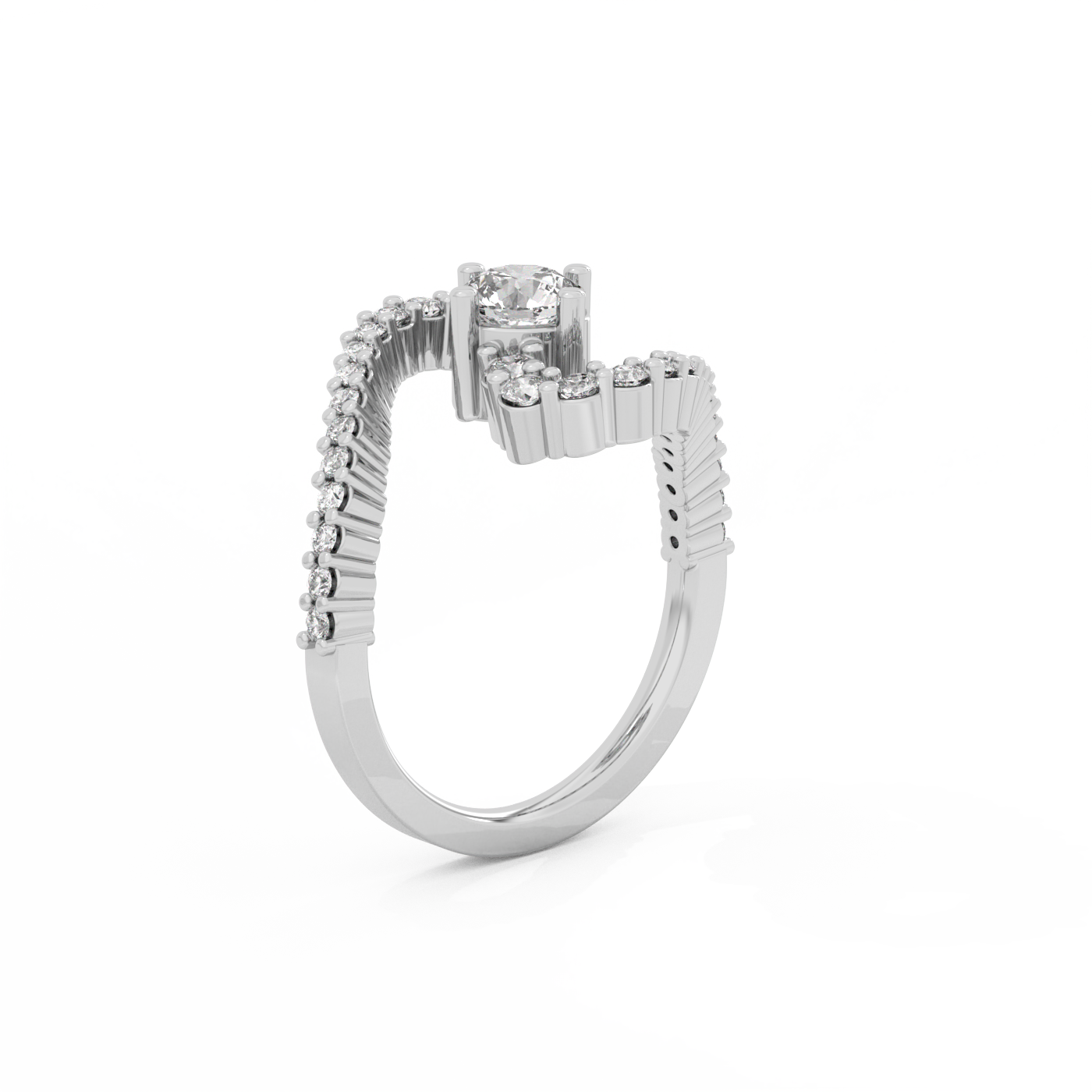 Bold Snake Solitaire Lab-grown Diamond Ring - 14K White Gold (1.02 ct.)
