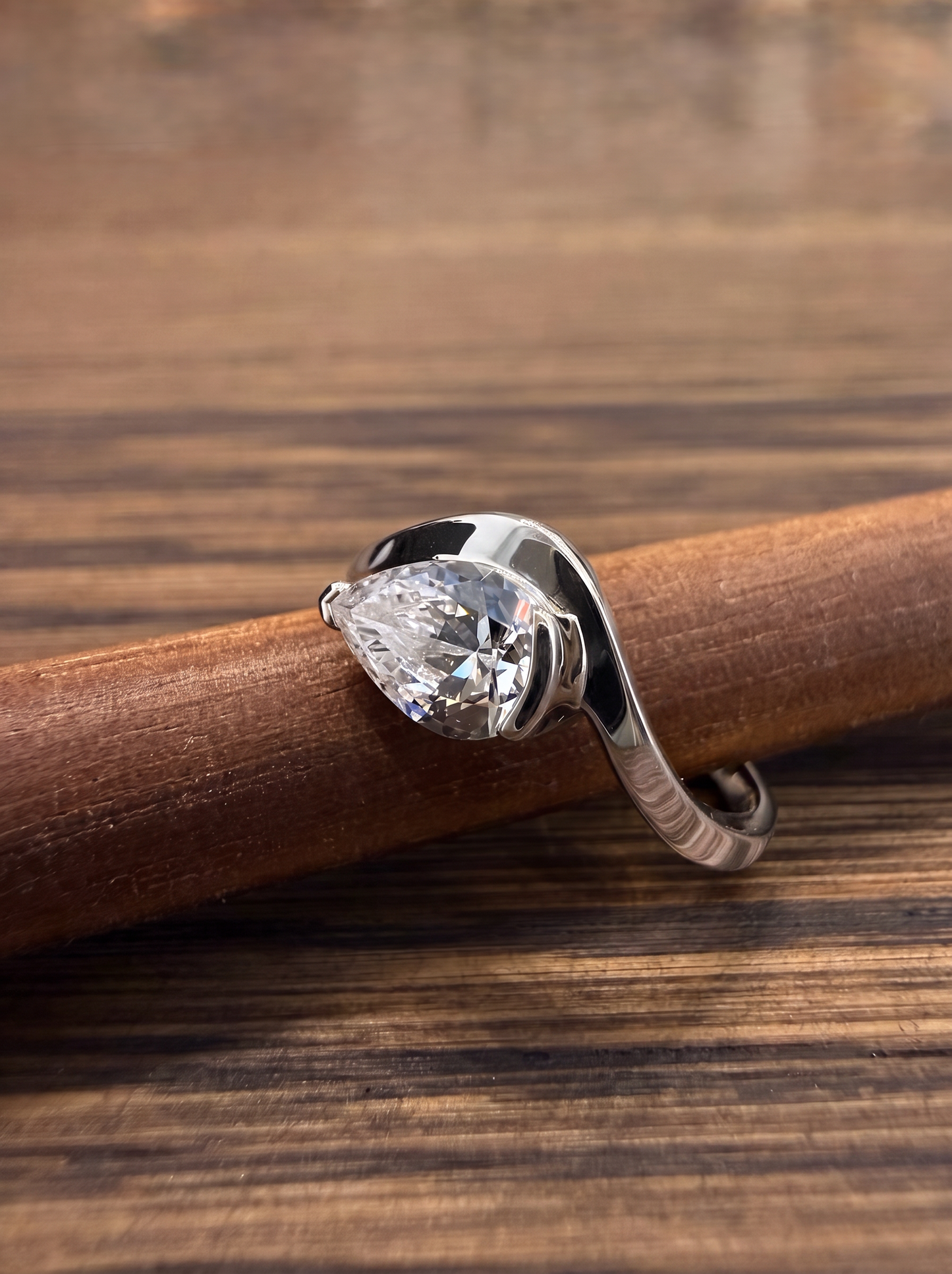 Bold Pear Lab-grown Diamond Ring - 14K White Gold (0.70 ct.)