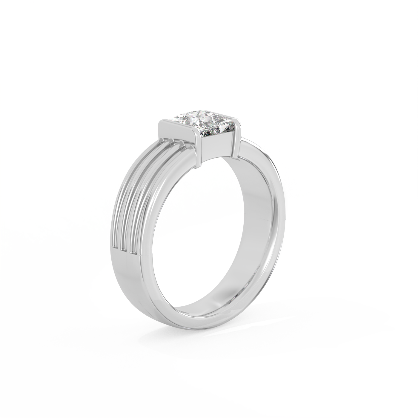Bold Statement Ribbed Diamond Ring - 14K White Gold (0.81 ct.)
