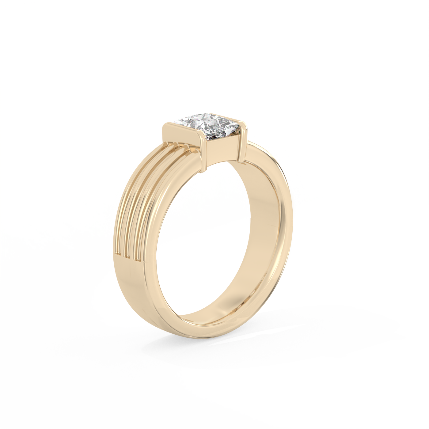 Bold Statement Ribbed Lab-grown Diamond Ring - 14K Yellow Gold (0.81 ct.)