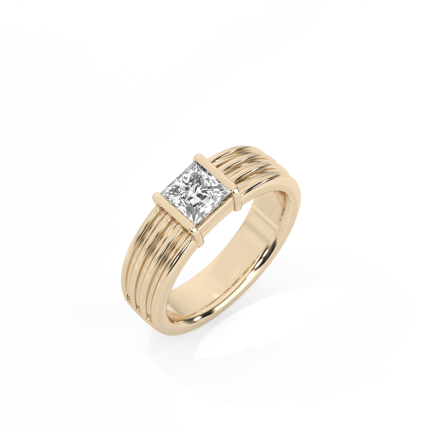 Bold Statement Ribbed Lab-grown Diamond Ring - 14K Yellow Gold (0.81 ct.)