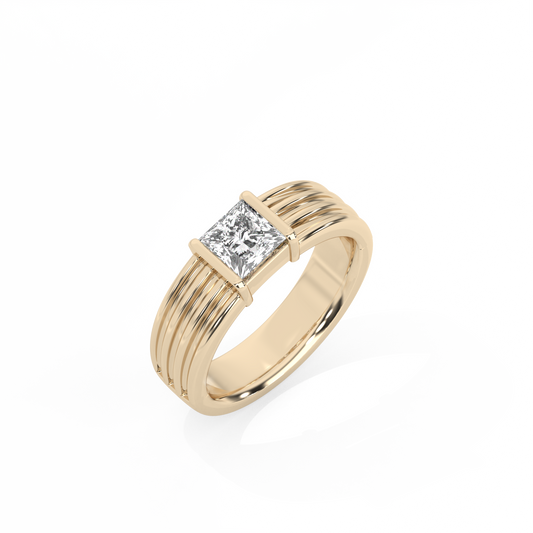 Bold Statement Ribbed Lab-grown Diamond Ring - 14K Yellow Gold (0.81 ct.)