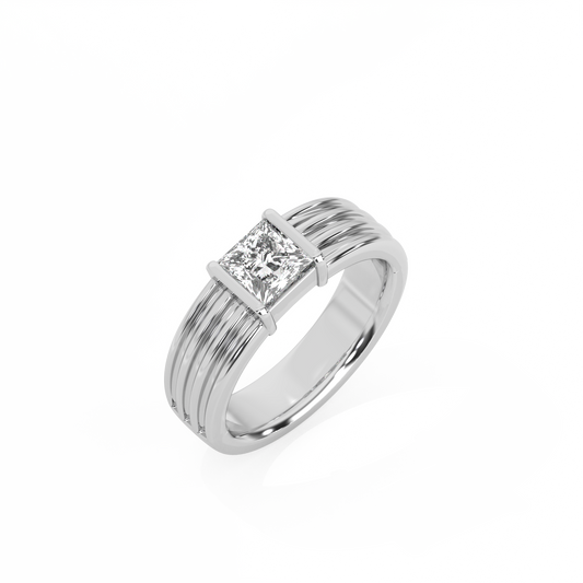 Bold Statement Ribbed Lab-grown Diamond Ring - 14K White Gold (0.81 ct.)