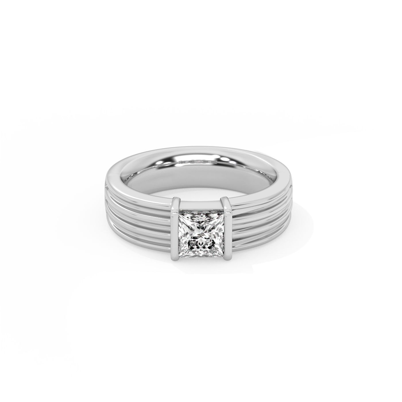 Bold Statement Ribbed Diamond Ring - 14K White Gold (0.81 ct.)